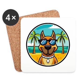Serbischer Windhund Rasse Cartoon Sonnenbrille Strand - Untersetzer (4er-Set) - Weiß - Vorne