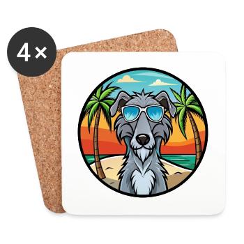 Schottische Hirschhund Hunderasse Cartoon Sonnenbrille - Untersetzer (4er-Set) - Weiß - Vorne