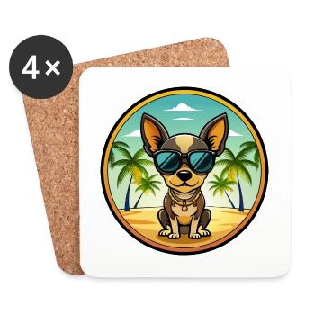 Russische Spielzeug Terrier Hund Rasse Cartoon Sonnenbrille - Untersetzer (4er-Set) - Weiß - Vorne