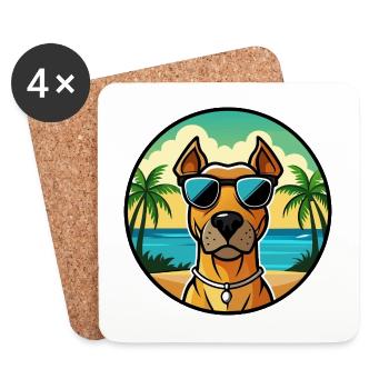 Rhodesian Ridgeback Hunderasse Cartoon Sonnenbrille - Untersetzer (4er-Set) - Weiß - Vorne