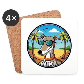 Rampur Greyhound Chien Race Dessin Animé Lunettes De Soleil Plage - Dessous de verre (lot de 4) - blanc - Devant