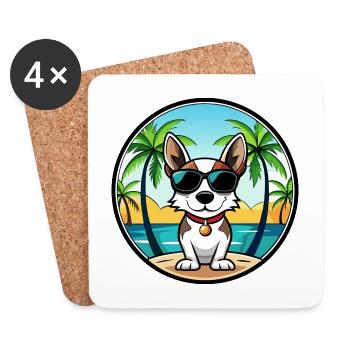 Rat Terrier Hund Rasse Cartoon Sonnenbrille Strand - Untersetzer (4er-Set) - Weiß - Vorne