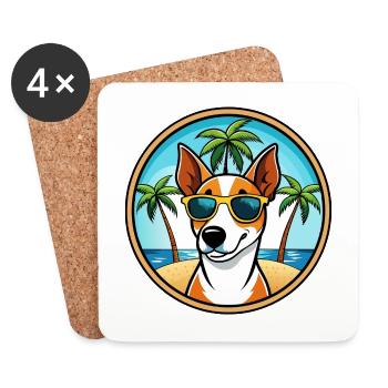 Glatte Foxterrier Hunderasse Cartoon Sonnenbrille - Untersetzer (4er-Set) - Weiß - Vorne