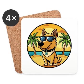 Polnische Jagdhunderasse Cartoon Sonnenbrille Strand - Untersetzer (4er-Set) - Weiß - Vorne
