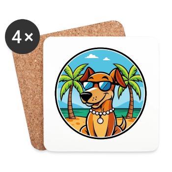 Polnische Jagdhunderasse Cartoon Sonnenbrille Strand - Untersetzer (4er-Set) - Weiß - Vorne