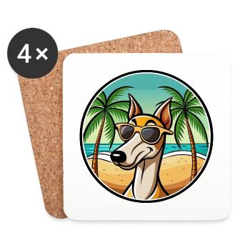Alter kroatischer Windhund Hunderasse Cartoon Strand - Untersetzer (4er-Set) - Weiß - Vorne