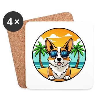 Pembroke Welsh Corgi Hunderasse Cartoon Sonnenbrille - Untersetzer (4er-Set) - Weiß - Vorne