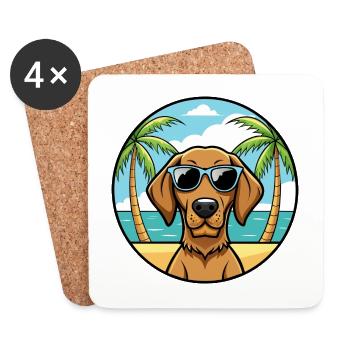 Drahthaar Vizsla Hund Rasse Cartoon Sonnenbrille Strand - Untersetzer (4er-Set) - Weiß - Vorne