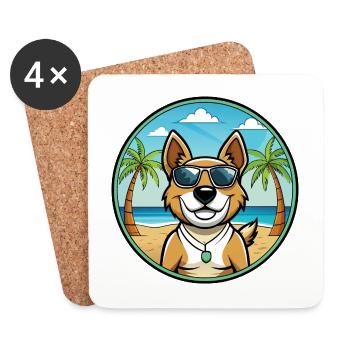 Teddy Roosevelt Terrier Hunderasse Cartoon Strand - Untersetzer (4er-Set) - Weiß - Vorne