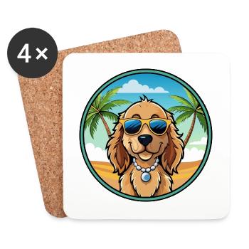 Norfolk Spaniel Hunderasse Cartoon Sonnenbrille Strand - Untersetzer (4er-Set) - Weiß - Vorne