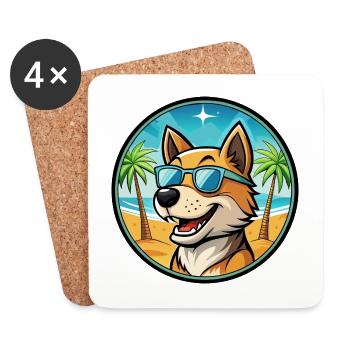 Lucas Terrier Hunderasse Cartoon Sonnenbrille Strand - Untersetzer (4er-Set) - Weiß - Vorne