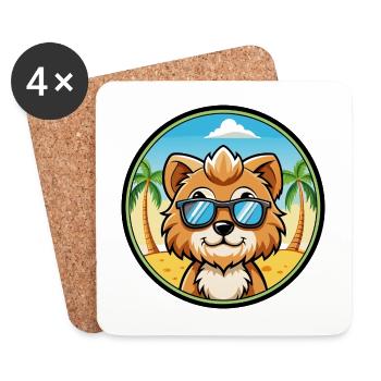 Lowchen Little Lion Dog Breed Cartoon Sunglasses - Coasters (set of 4) - white - Front