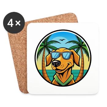Litauischer Windhund Rasse Cartoon Sonnenbrille Strand - Untersetzer (4er-Set) - Weiß - Vorne