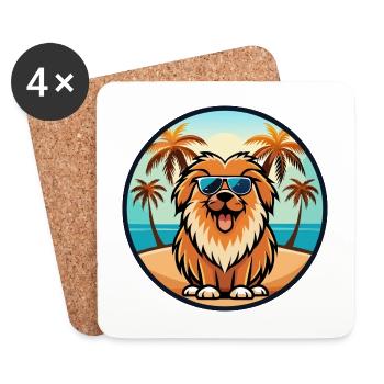 Leonberger Chien Race Dessin Animé Lunettes de Soleil Plage - Dessous de verre (lot de 4) - blanc - Devant