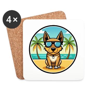 Lancashire Heeler Hunderasse Cartoon Sonnenbrille Strand - Untersetzer (4er-Set) - Weiß - Vorne