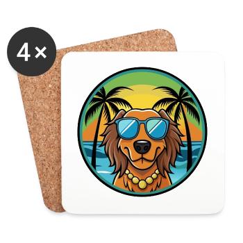 Gordon Setter Hunderasse Cartoon Sonnenbrille Strand - Untersetzer (4er-Set) - Weiß - Vorne