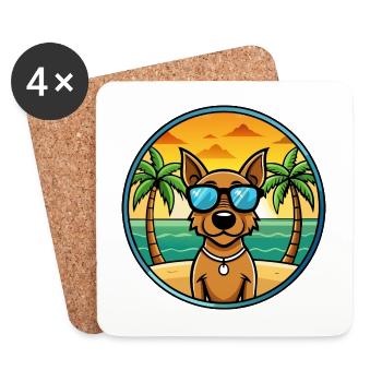Jagdterrier Hunderasse Cartoon Sonnenbrille Strand - Untersetzer (4er-Set) - Weiß - Vorne