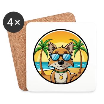 Indischer Paria Hund Rasse Cartoon Sonnenbrille Strand - Untersetzer (4er-Set) - Weiß - Vorne