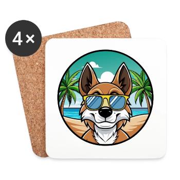 Drever Hunderasse Cartoon Sonnenbrille Strand - Untersetzer (4er-Set) - Weiß - Vorne