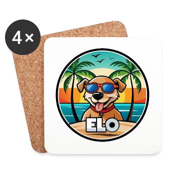Dog Breed Cartoon Sunglasses Beach - Coasters (set of 4) - white - Front