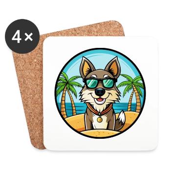 Georgischer Schäferhund Hunderasse Cartoon Sonnenbrille Strand - Untersetzer (4er-Set) - Weiß - Vorne