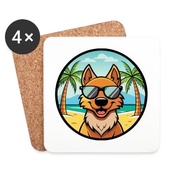 Friesischer Vorstehhund Rasse Cartoon Sonnenbrille Strand - Untersetzer (4er-Set) - Weiß - Vorne