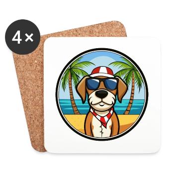 Französische Tricolor Hound Rasse Cartoon Sonnenbrille - Untersetzer (4er-Set) - Weiß - Vorne