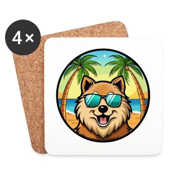 Eurasier Dog Breed Cartoon Sunglasses Beach - Coasters (set of 4) - white - Front