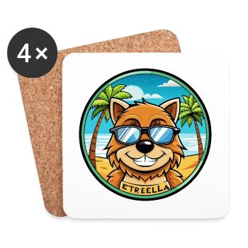 Estrela Mountain Dog Breed Cartoon Sunglass Beach - Dessous de verre (lot de 4) - blanc - Devant