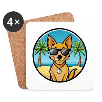 Dingo Hund Rasse Cartoon Sonnenbrille Strand - Untersetzer (4er-Set) - Weiß - Vorne