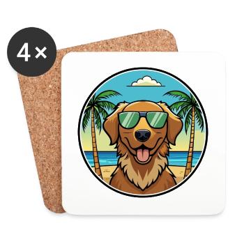 Chesapeake Bay Retriever Hunderasse Cartoon Beach - Untersetzer (4er-Set) - Weiß - Vorne