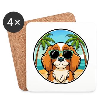 Cavalier King Charles Spaniel Race Chien Dessin animé - Dessous de verre (lot de 4) - blanc - Devant