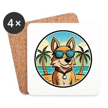 Cesky Fousek Hunderasse Cartoon Sonnenbrille Strand - Untersetzer (4er-Set) - Weiß - Vorne