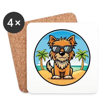 Belgische Griffon Hunderasse Cartoon Sonnenbrille Strand - Untersetzer (4er-Set) - Weiß - Vorne