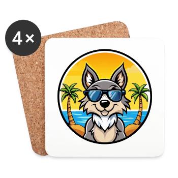 Tschechoslowakischer Wolfshund Rasse Cartoon Sonnenbrille Strand - Untersetzer (4er-Set) - Weiß - Vorne