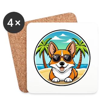 Corgi Hund Rasse Cartoon Sonnenbrille Strand - Untersetzer (4er-Set) - Weiß - Vorne