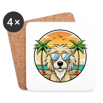 Katalanische Schäferhundrasse Cartoon Sonnenbrille Strand - Untersetzer (4er-Set) - Weiß - Vorne