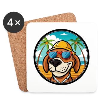 Bruno Jura Hound Hunderasse Cartoon Sonnenbrille Strand - Untersetzer (4er-Set) - Weiß - Vorne