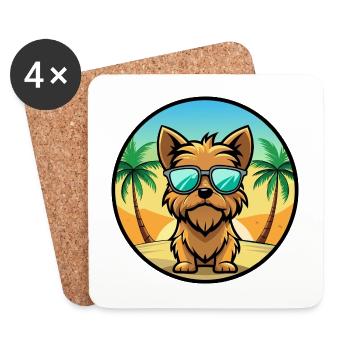 Brüsseler Griffon Hunderasse Cartoon Sonnenbrille Strand - Untersetzer (4er-Set) - Weiß - Vorne