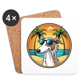 Barsoi Hund Rasse Cartoon Sonnenbrille Strand - Untersetzer (4er-Set) - Weiß - Vorne