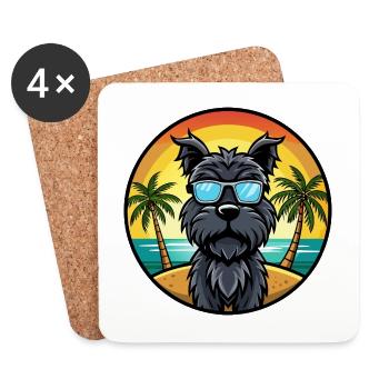 Schwarze russische Terrier Hunderasse Cartoon Sonnenbrille - Untersetzer (4er-Set) - Weiß - Vorne