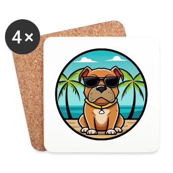 Boerboel Chien Race Dessin Animé Lunettes De Soleil Plage - Dessous de verre (lot de 4) - blanc - Devant