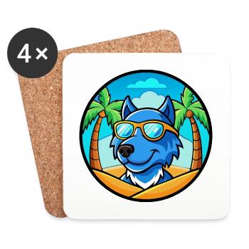 Blaue Spitzenhunderasse Cartoon Sonnenbrille Strand - Untersetzer (4er-Set) - Weiß - Vorne