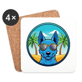 Blue Thai Ridgeback Dog Breed Cartoon Sunglasses - Coasters (set of 4) - white - Front