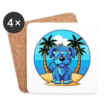 Blue Picardy Spaniel Dog Breed Cartoon Sunglasses - Coasters (set of 4) - white - Front