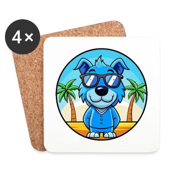 Blauer Paul Terrier Hund Rasse Cartoon Sonnenbrille Strand - Untersetzer (4er-Set) - Weiß - Vorne