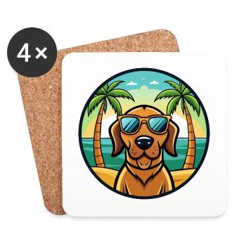Bloodhound Hund Rasse Cartoon Sonnenbrille Strand - Untersetzer (4er-Set) - Weiß - Vorne