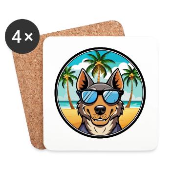 Beauceron Hunderasse Cartoon Sonnenbrille Strand - Untersetzer (4er-Set) - Weiß - Vorne