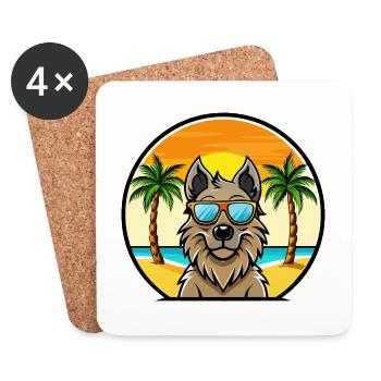 Lunettes de soleil belges Groenendael Dog Breed Cartoon - Dessous de verre (lot de 4) - blanc - Devant