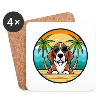 Basset Artesien Normand Hunderasse Cartoon Beach - Untersetzer (4er-Set) - Weiß - Vorne